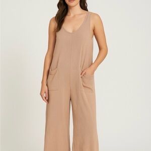 Ces Femme Beige Sleeveless Jumpsuit